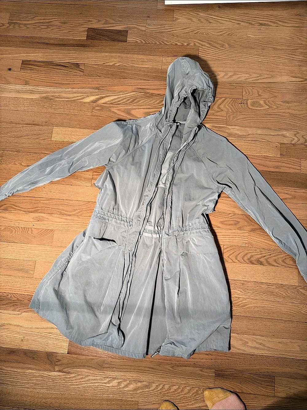 lululemon Ride On Rain Jacket Hooded Gray Trench Coat